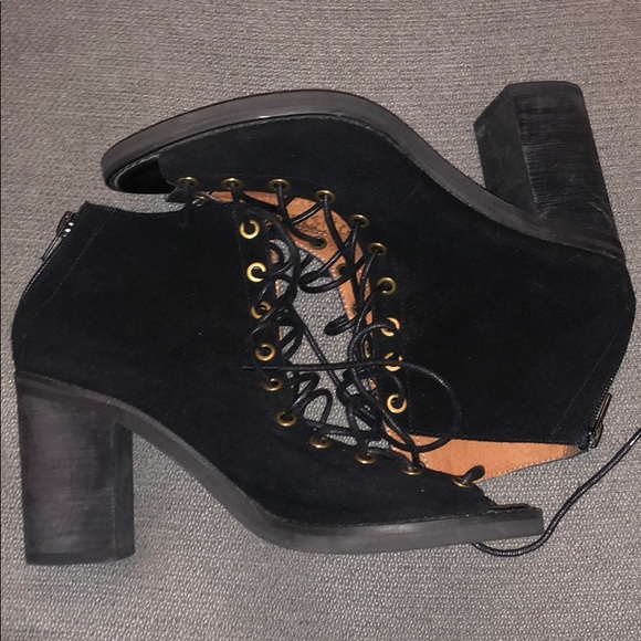 Jeffrey Campbell open toe lace up booties w/zipper - Picture 3 of 6